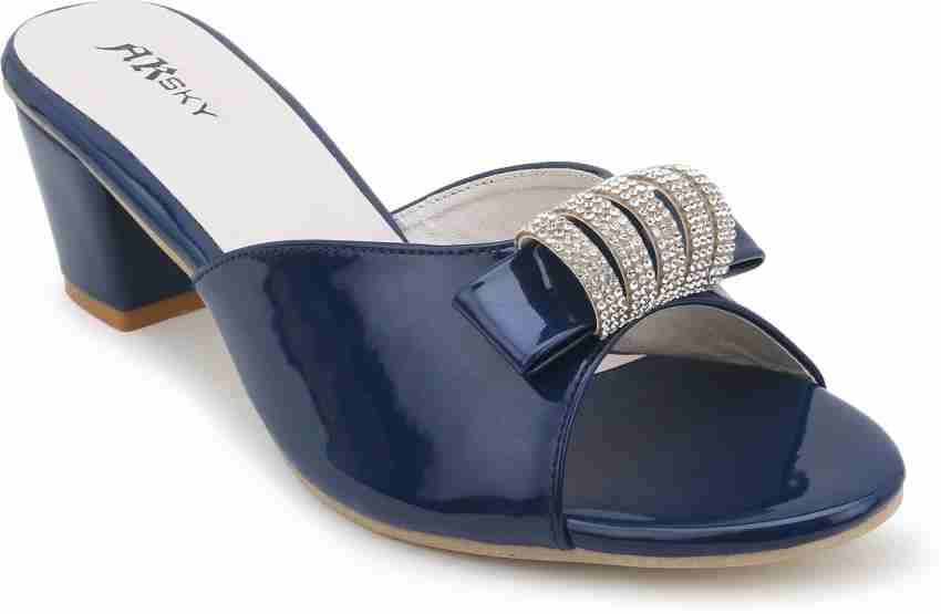 Dark blue sandals online heels