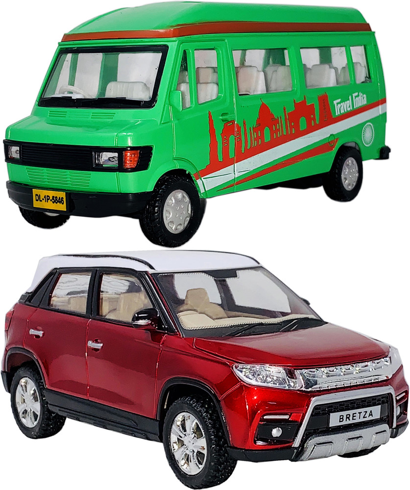 Giftary Pack Of 2 Mini Size Made From Plastic Indian Miniature Tempo Traveller Van Toy Indian Popular SUV Car Toys For Children Boys Playing Toys Made In India 2 Combo Offer