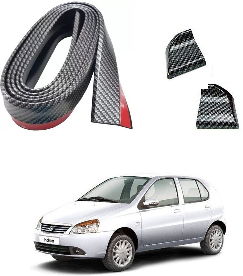 Qiisx Carbon Finish Trimmable Car Lip Spoiler For Tata Indica Car