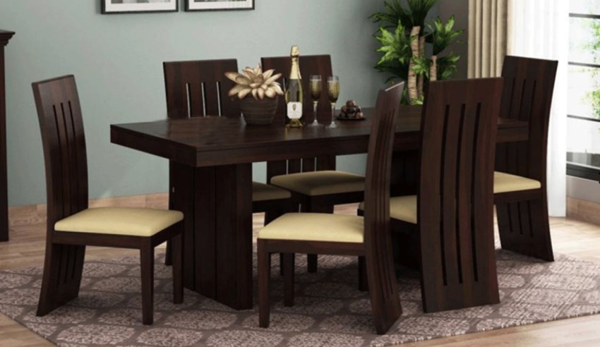 Wooden dining table set 6 online seater