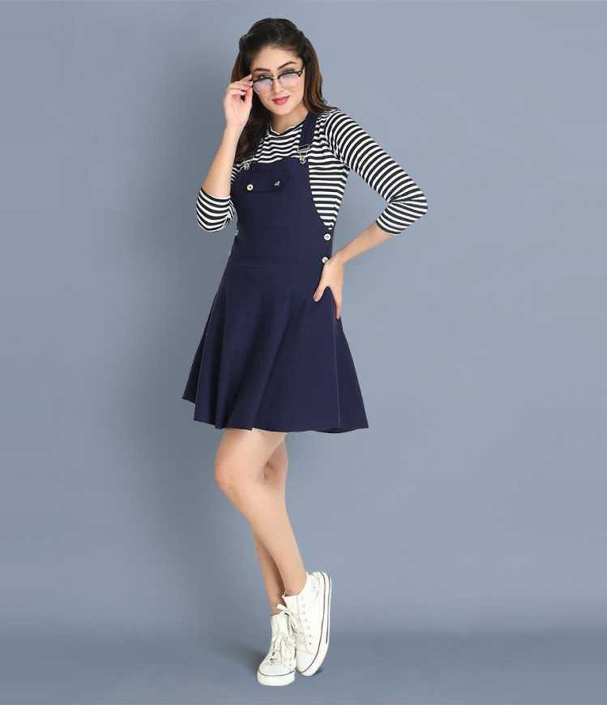 Dark blue shop pinafore dress
