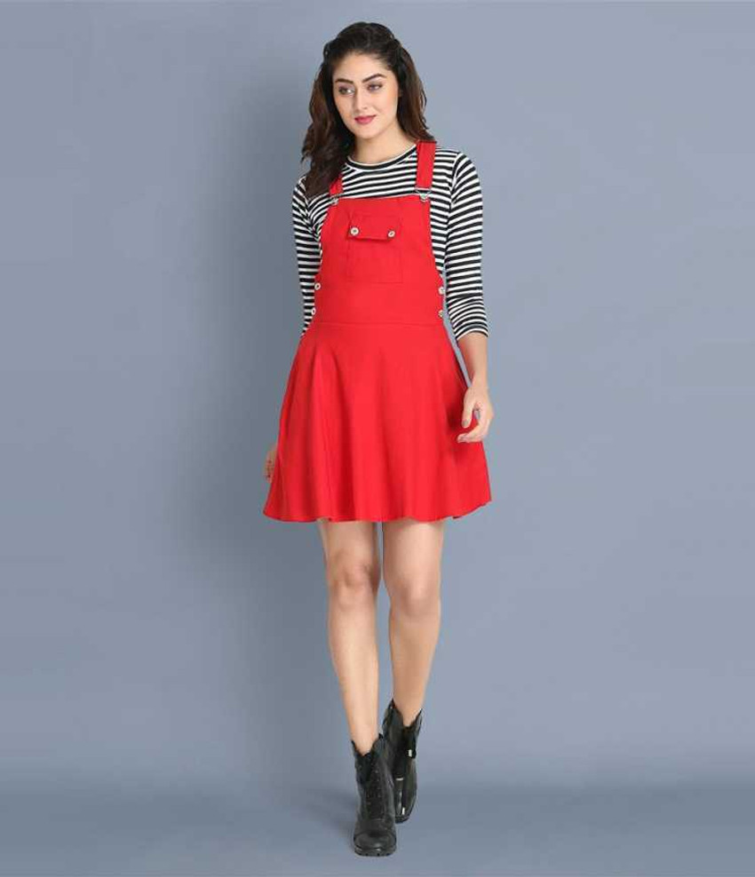Absorbing Women Pinafore Red Dress
