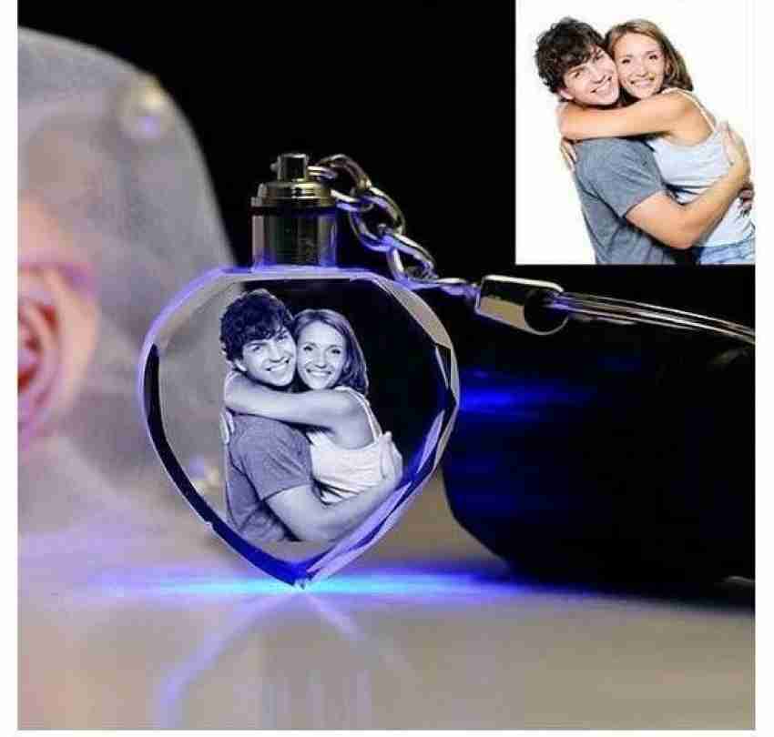 Avi enterprise Personalized Led Cube Crystal Keychain Heart with