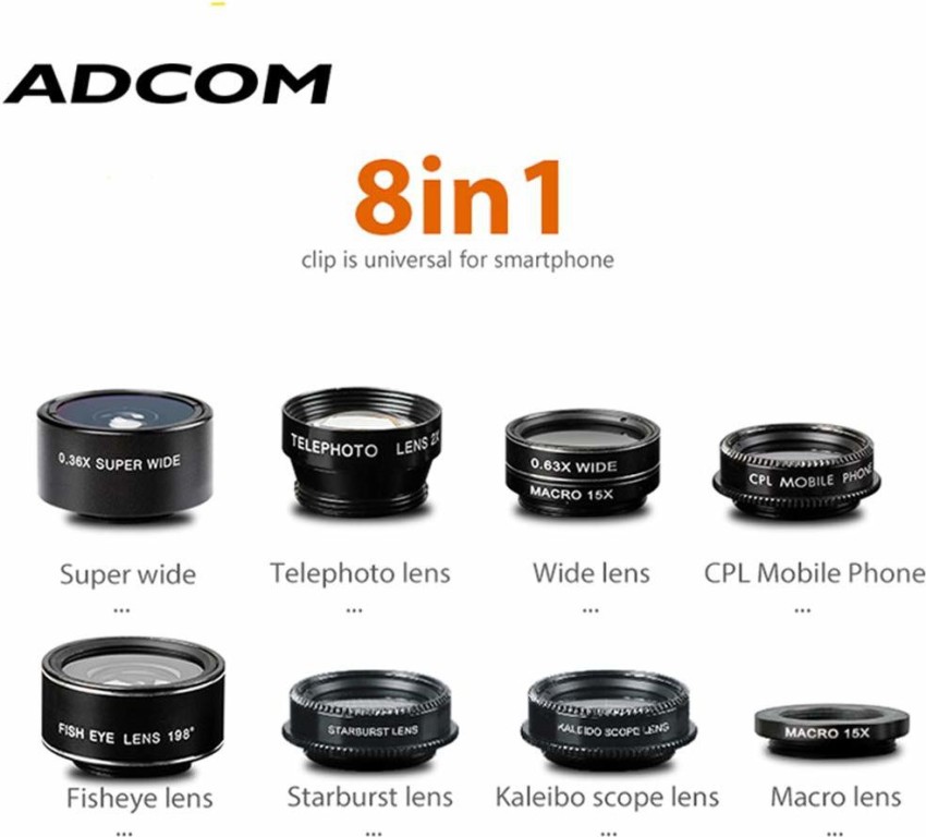 adcom 8 in 1 mobile phone camera lens kit