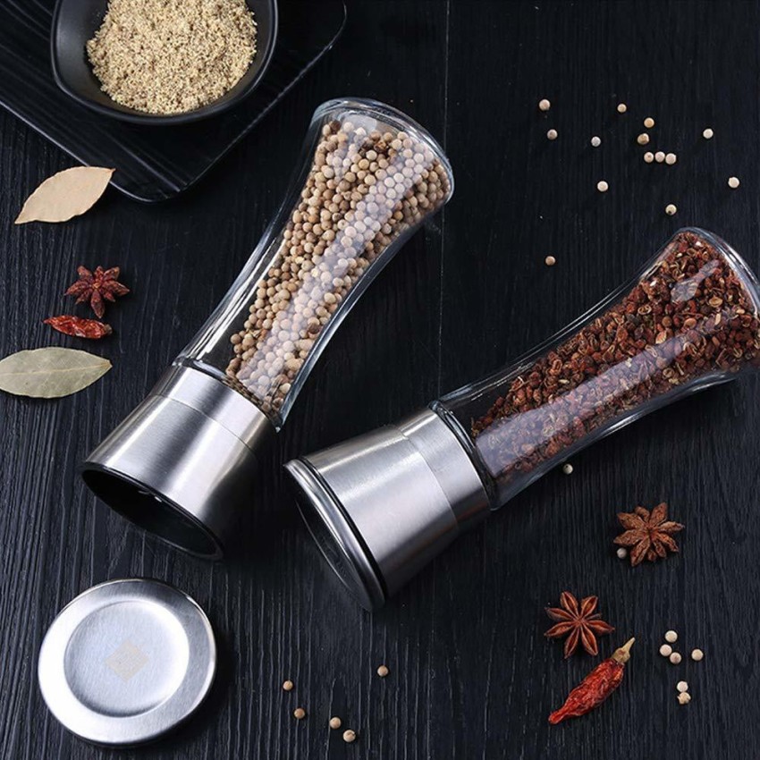 bonris Salt and Pepper Grinder Set of 3 Adjustable Ceramic Salt Grinder &  Pepper Grinder - Tall Salt and Pepper Shakers with Adjustable Coarseness by