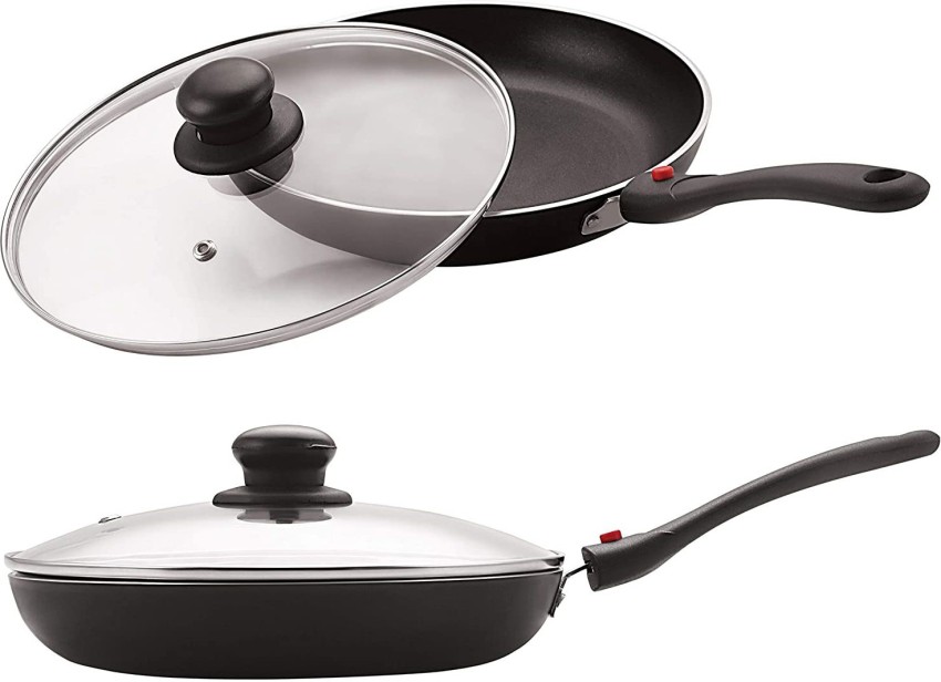 NIRLON Aluminium Induction Base Non Stick Cookware Fry Pan with Glass LID-24cm  Fry Pan 24 cm diameter with Lid 2 L capacity Price in India - Buy NIRLON  Aluminium Induction Base Non