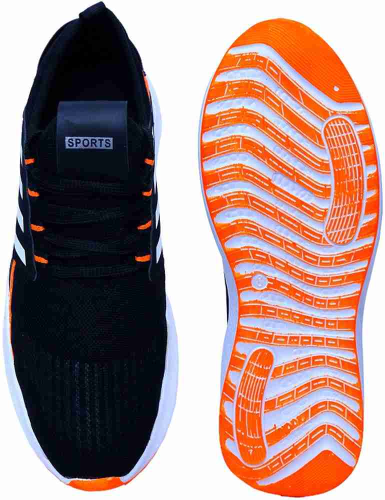 Swift run black on sale orange & white shoes