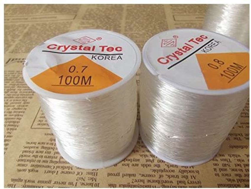 KangYuan 100 M (325 ft)roll Clear Crystal Tec Stretch Beading Cord Elastic  Thread Jewelry String Craft Tring â€“ Beading, Home Craft (0.8 mm) - 100 M  (325 ft)roll Clear Crystal Tec Stretch