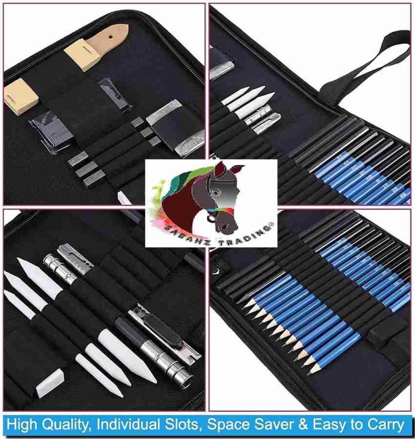 Sabahz Trading 126 Pieces Professional Drawing Pencils and  Sketch Kit - Art set