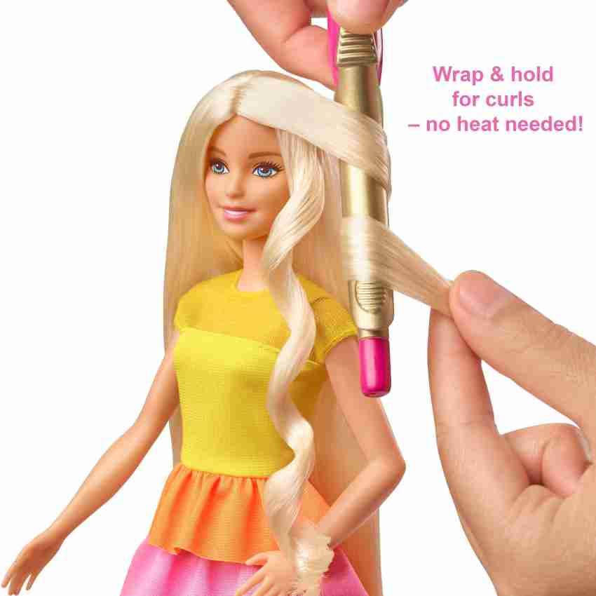 Barbie styling discount head curly hair