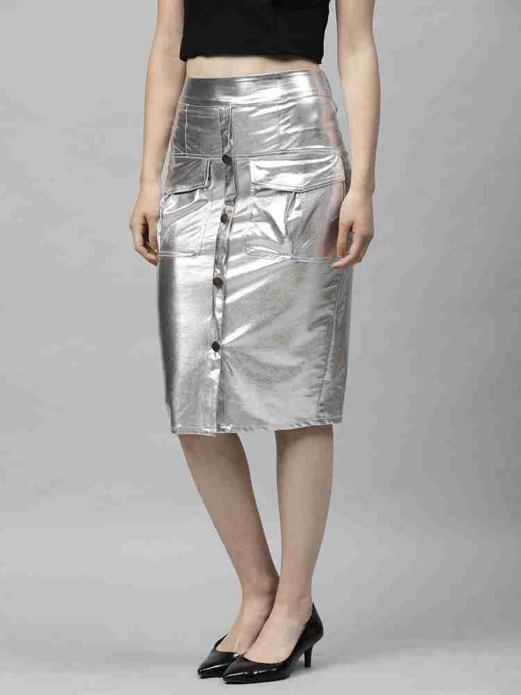 Silver metallic 2024 pencil skirt