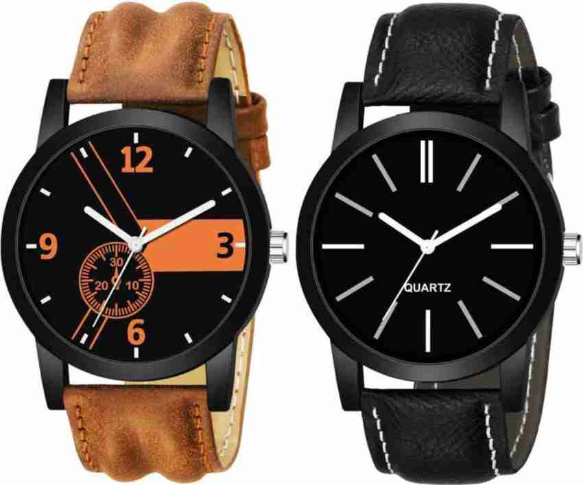 NEWMODIFIED BLACK IN BROWN TWO SET COMBO Analog Watch For Men