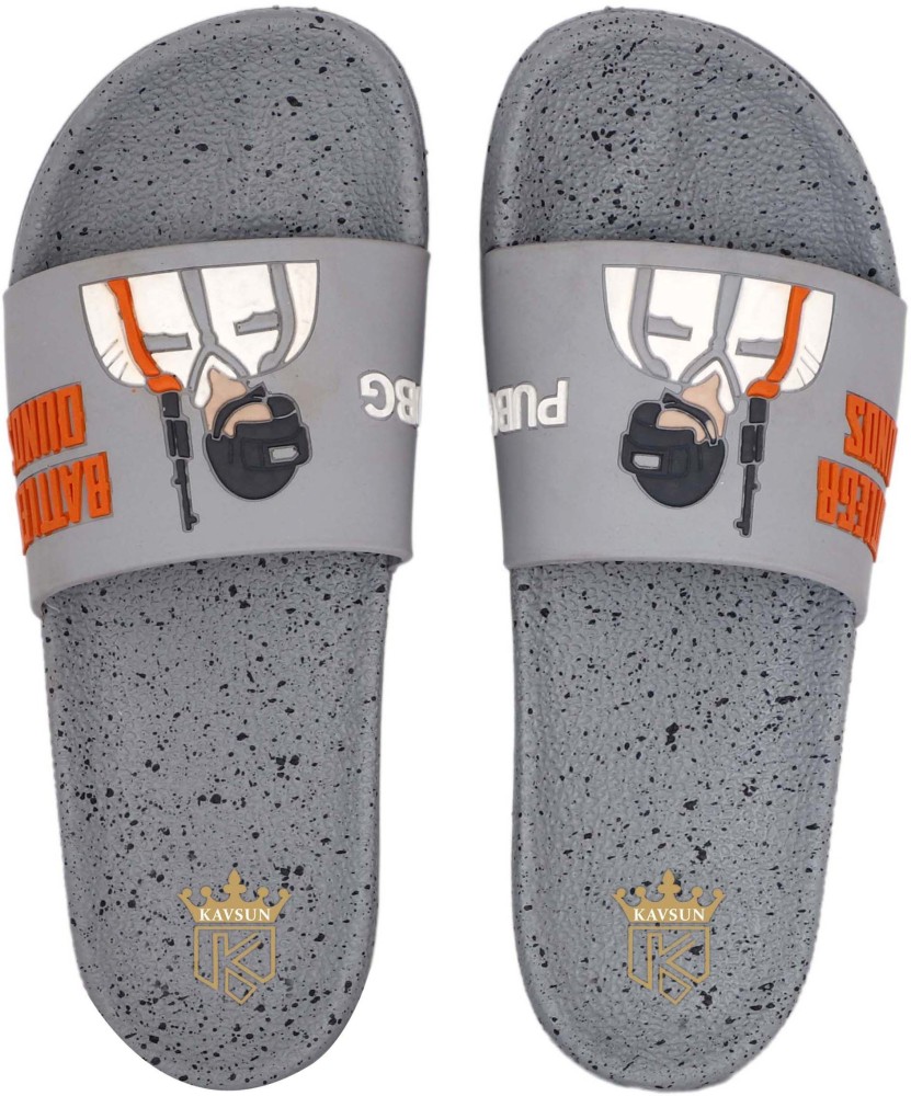 Kavsun Men Men Grey Pubg Slides Boys Casual Chappals Home