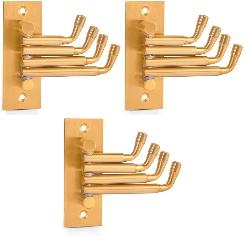 DOCOSS Pack of 3- Stainless Steel Gold Flexible 4 Pin Wall Hanger