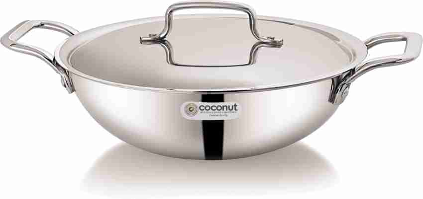 Coconut Stainless Steel Heavy Hammered Kadai with handle – Coconut Store