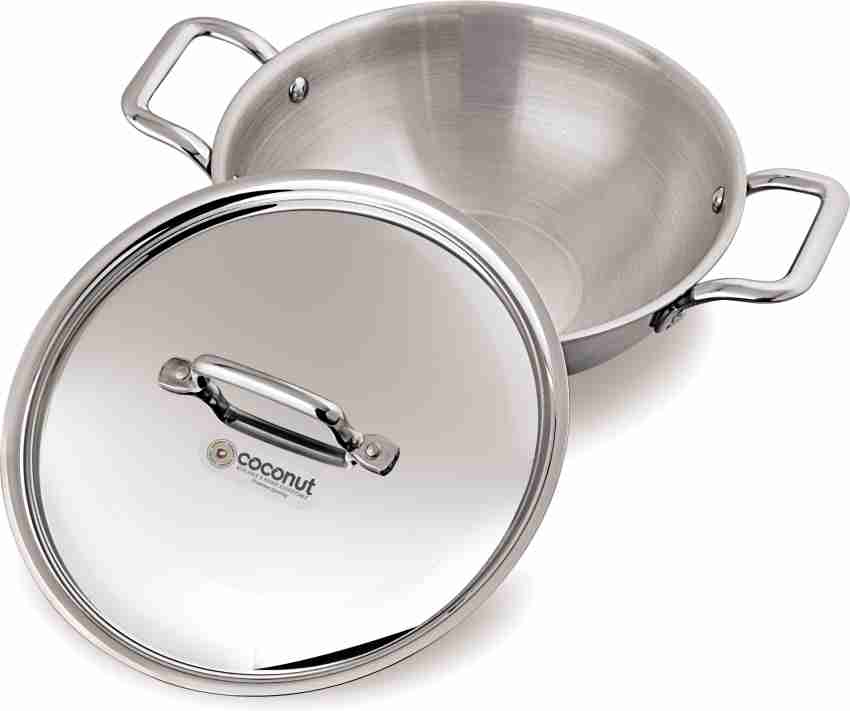 Coconut Stainless Steel Round Bottom Kadai Heavy Gauge (14G) for Cook –  Coconut Store