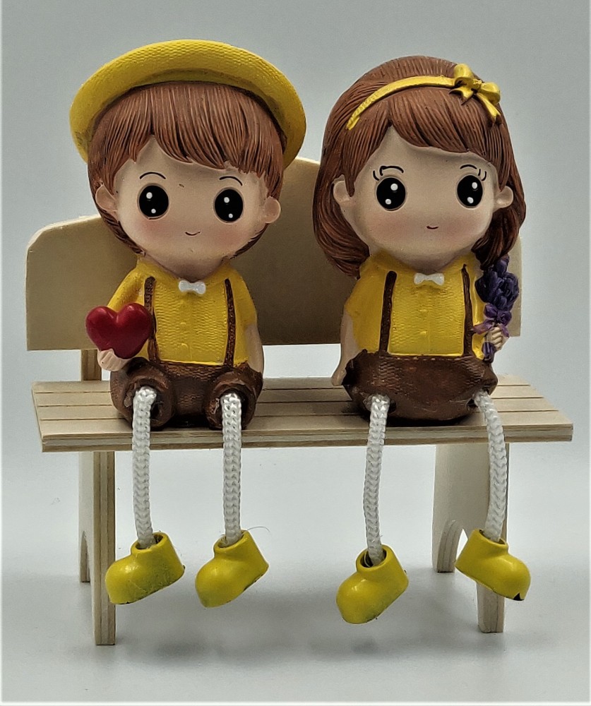 CV STUFF ® Romantic Cute Couple Showpiece Sitting on Wooden Chair ...