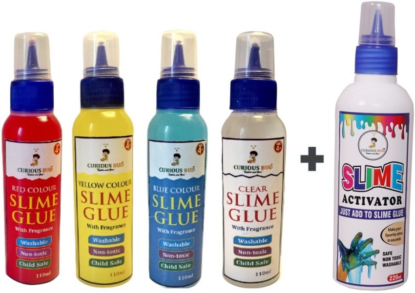 Curious Bud Slime Making Glue of 4 Bottles (110ml each) with 220ml Slime  Activator - Slime Making Glue of 4 Bottles (110ml each) with 220ml Slime  Activator . shop for Curious Bud