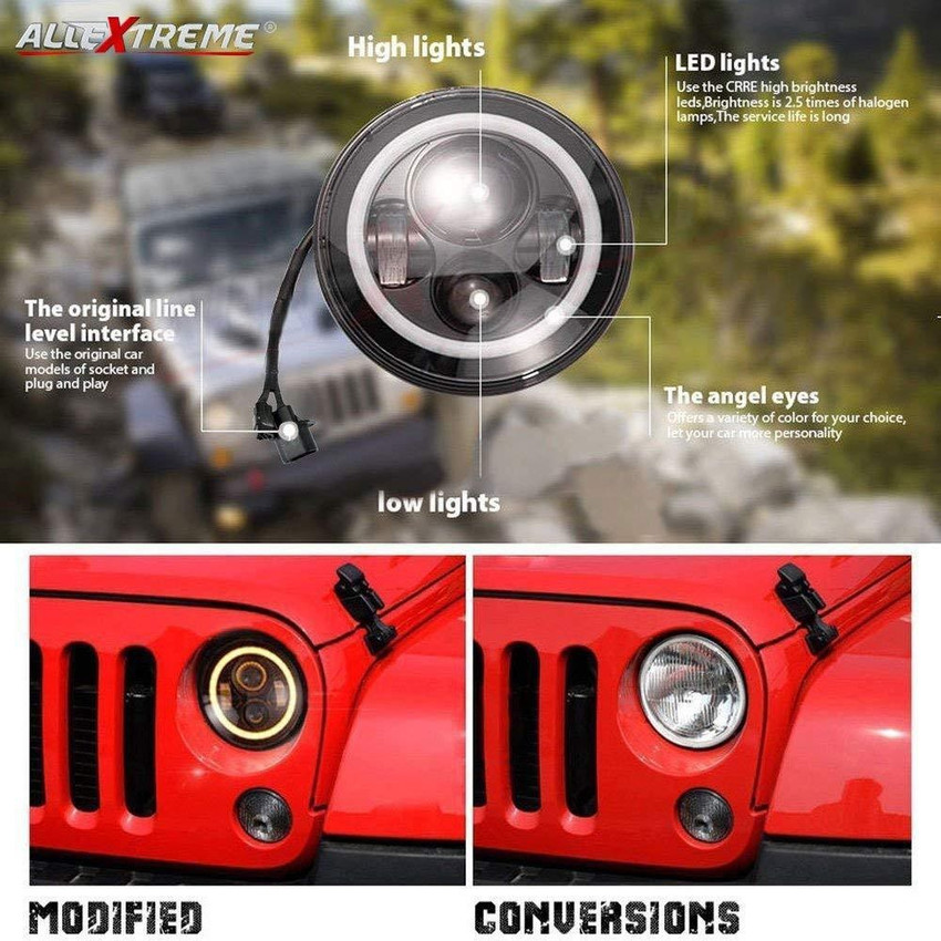 Jeep wrangler led halo best sale headlights