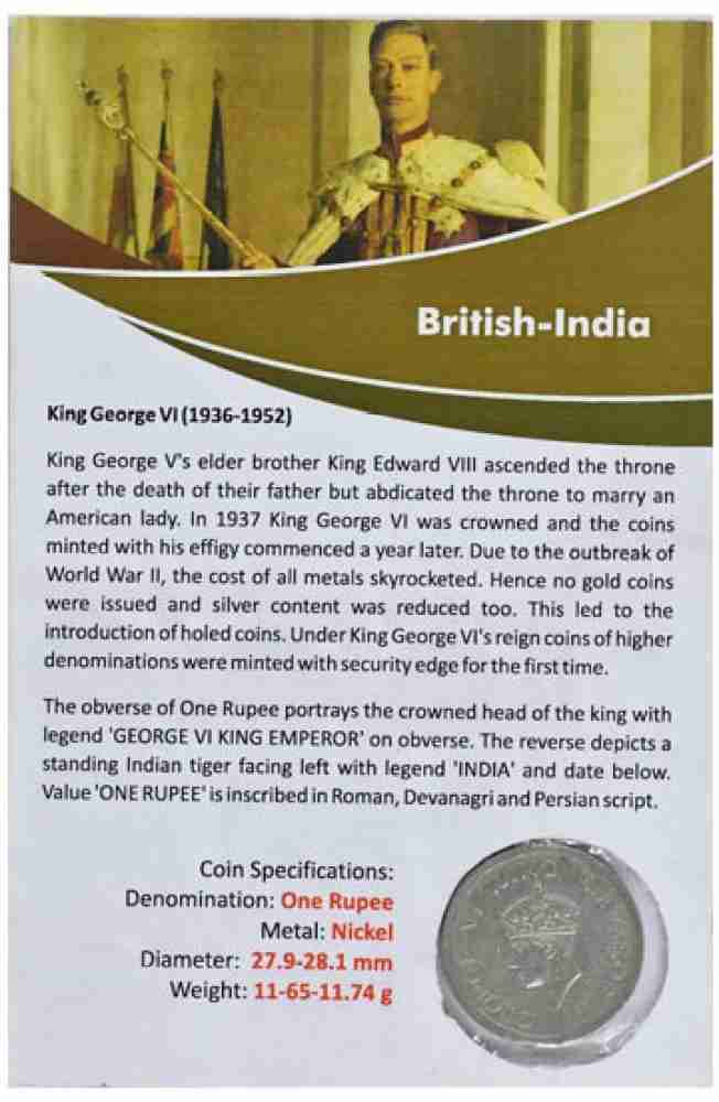 Mintage World British India King George VI One Rupee 1947 Mumbai