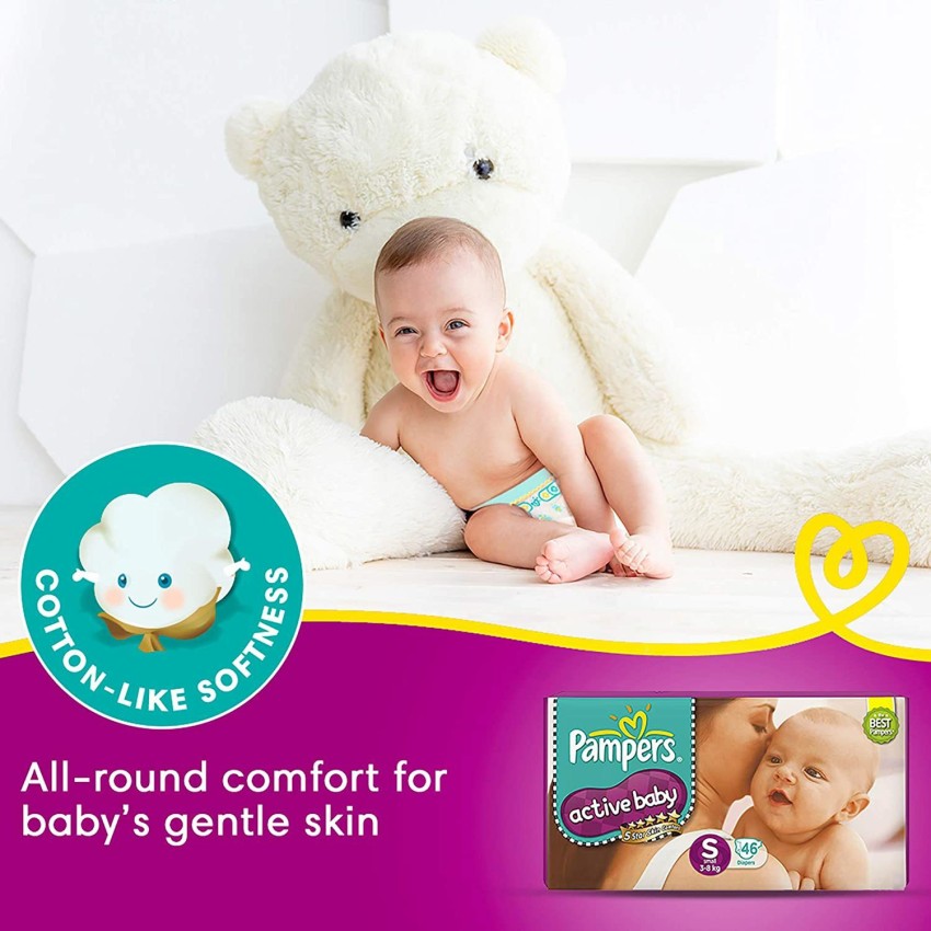 Buy Pampers Active Baby Tape Style Baby Diapers, New Born/Extra Small  (NB/XS) Size, 72 Count, Adjustable Fit with 5 star skin protection, Up to  5kg Diapers Online at Low Prices in India 