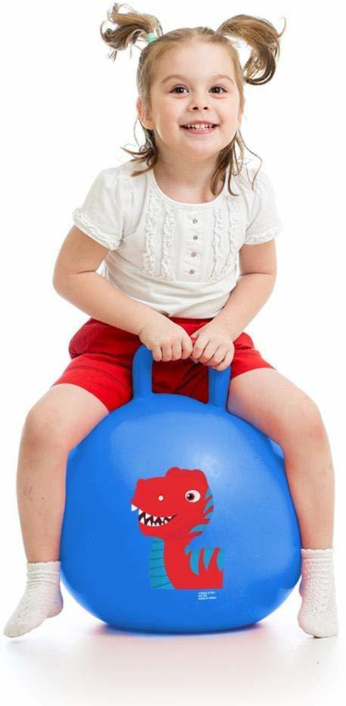 QUALIMATE Hop Ball for Kids Space Hopper Jump N Bounce Handle Ride