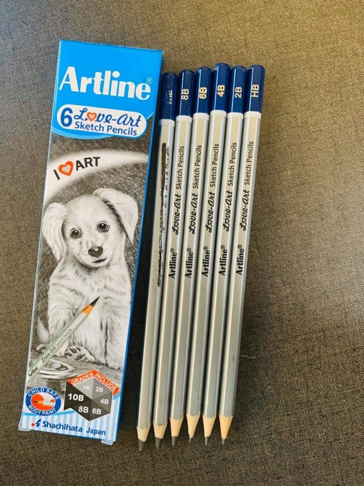 Artline HB, 2B, 4B, 6B, 8B, 10B Sketch Pencil 6Pcs Set : Artline 