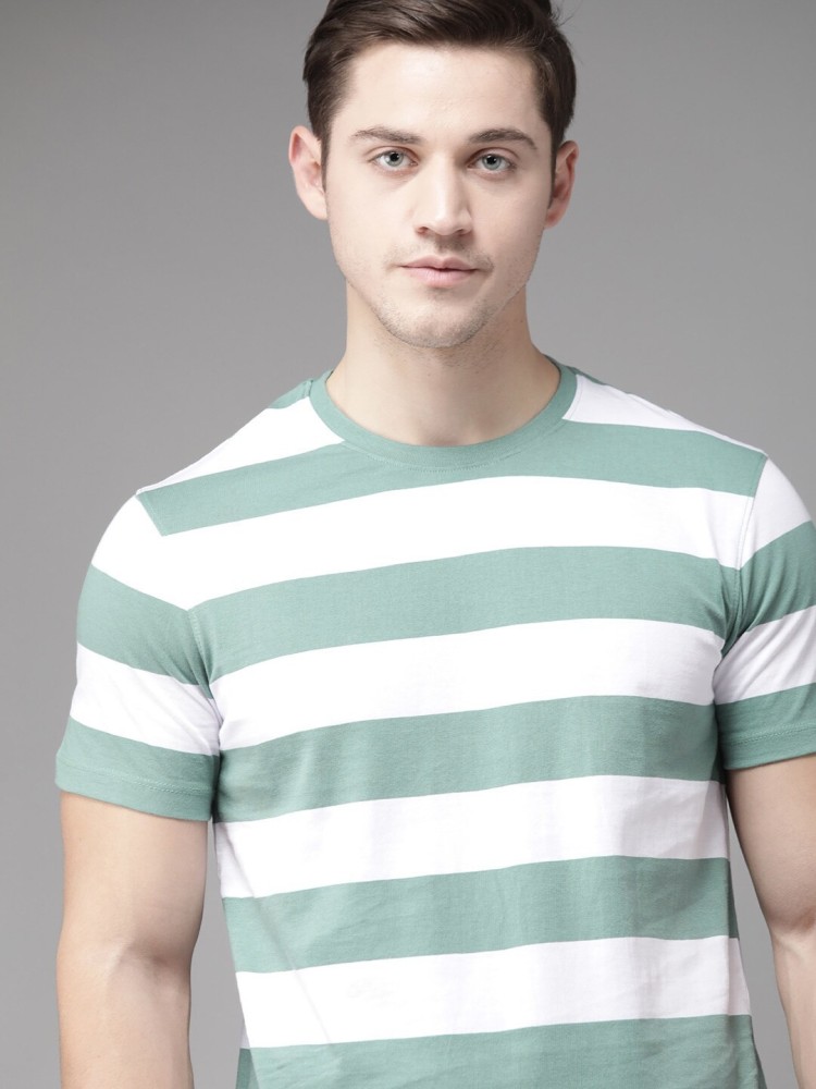 green and white striped t shirt mens