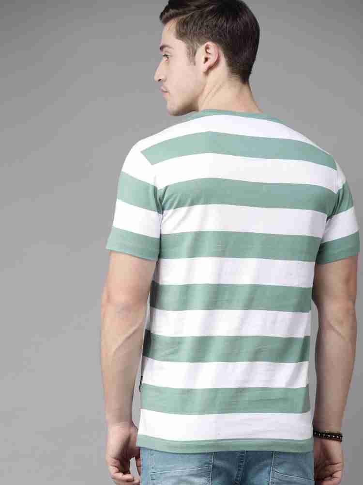 Green and white striped t shirt best sale