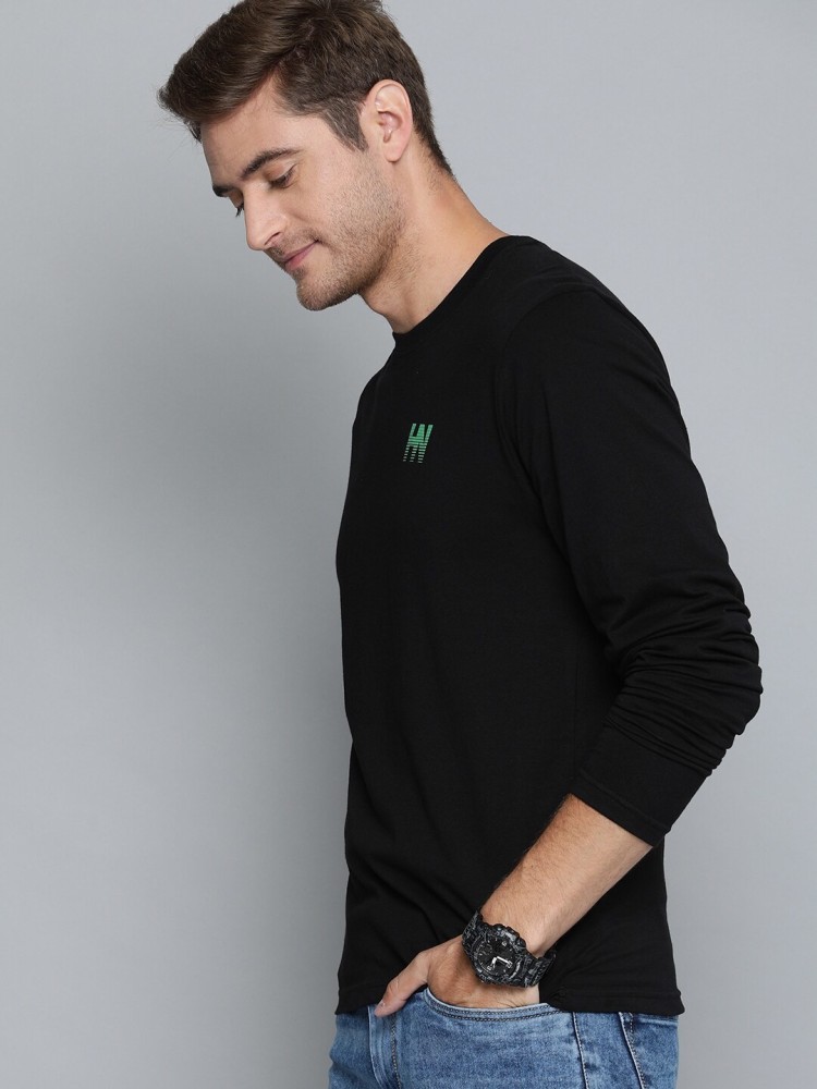 HERE&NOW Solid Men Round Neck Black T-Shirt - Buy HERE&NOW Solid Men Round  Neck Black T-Shirt Online at Best Prices in India