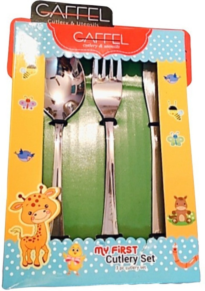 3Pcs/Set Baby Feeding Spoon Kawaii Cutlery Cartoon Fork Knife Spoon Set  Kids Stainless Steel Tableware Utensils