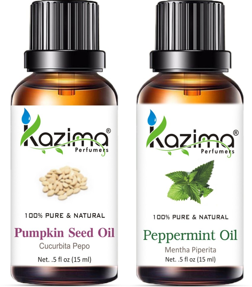 KAZIMA Combo of Pure Pumpkin Seed Carrier oil & Peppermint Oil (Each 15ml )  Ideal for Use in Aromatherapy, Anti Hair Fall Control, Hair Growth and  Health Boost Hair Oil - Price