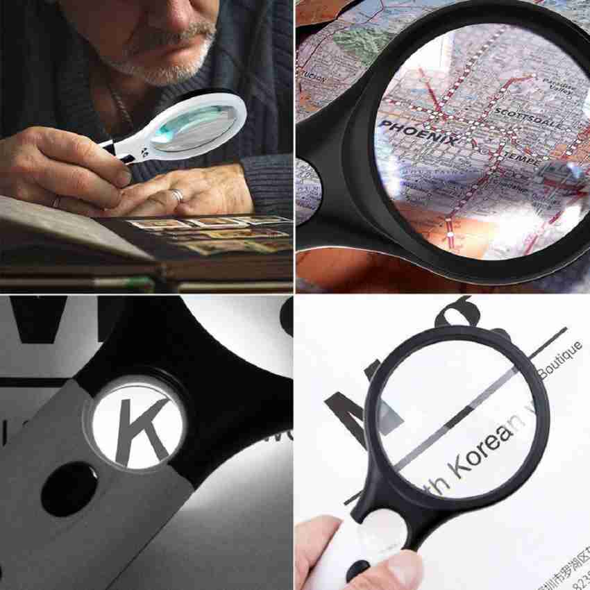 Metka 3 LED Light 3X & 45x Handheld Magnifier, Reading Magnifying