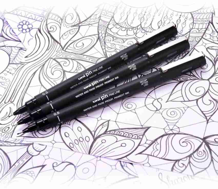 Uniball Pen Uni Pin Fine Line Pen Technical Drawing Pens Art Pen (Set of 5)  New