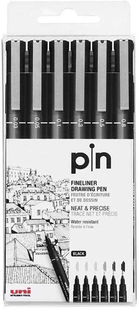 12pcs Fineliner Ink Pens, Black Micro Fine Point Drawing Pens
