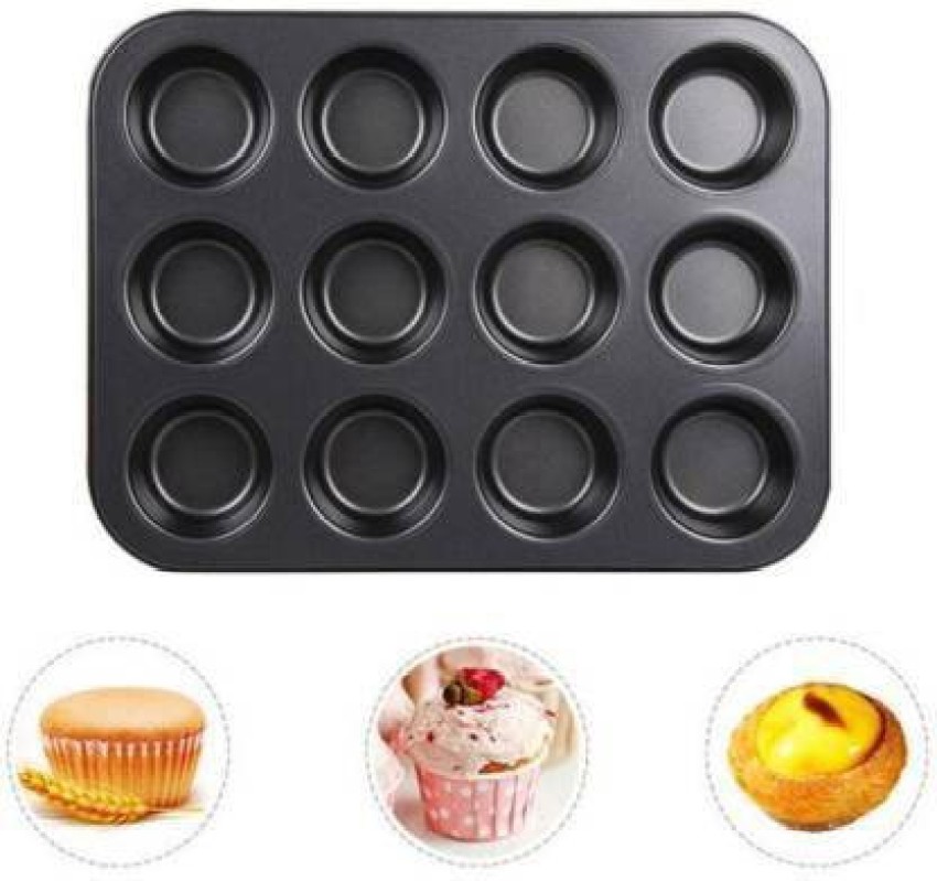 Silicone 12 Pieces Round Moulds for Muffins/Cupcake/Jelly/Cake (Made in  India)