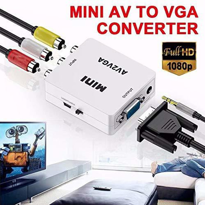 Shyama TV out Cable AV to VGA Adapter 1080P HD Mini VGA Converter