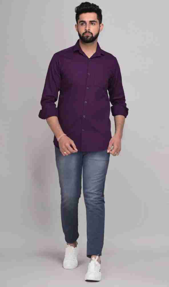 Purple best sale casual shirt