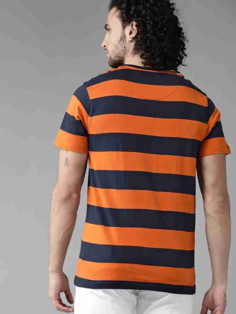 Orange and black striped t clearance shirt