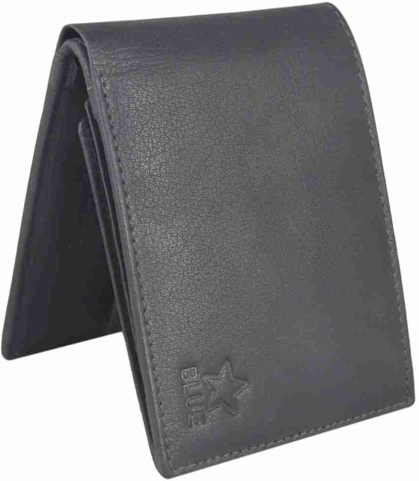 Naz Black Blue Genuine Leather Men Wallet, Card Slots: 7