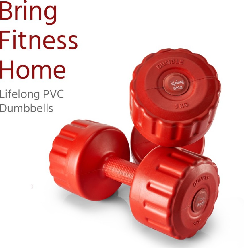 Lifelong  PVC Dumbbells 2 x 2=4kg Weights (Red Color) Fitness