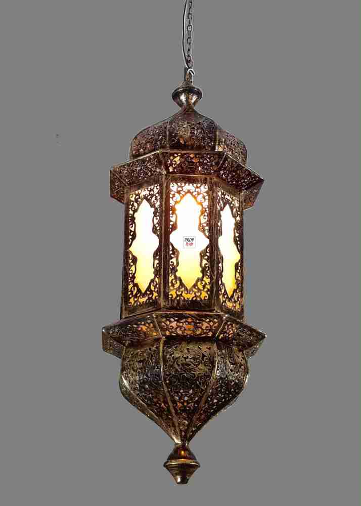 Prop It Up Classic Moroccan Hanging Lamp Brass Finished Antique and Gold Metal Hanging Pendant Light Hanging Lights for Ceiling Decorative Lights Ceiling Lights Hanging for Living Room D 1040 Gold Met...