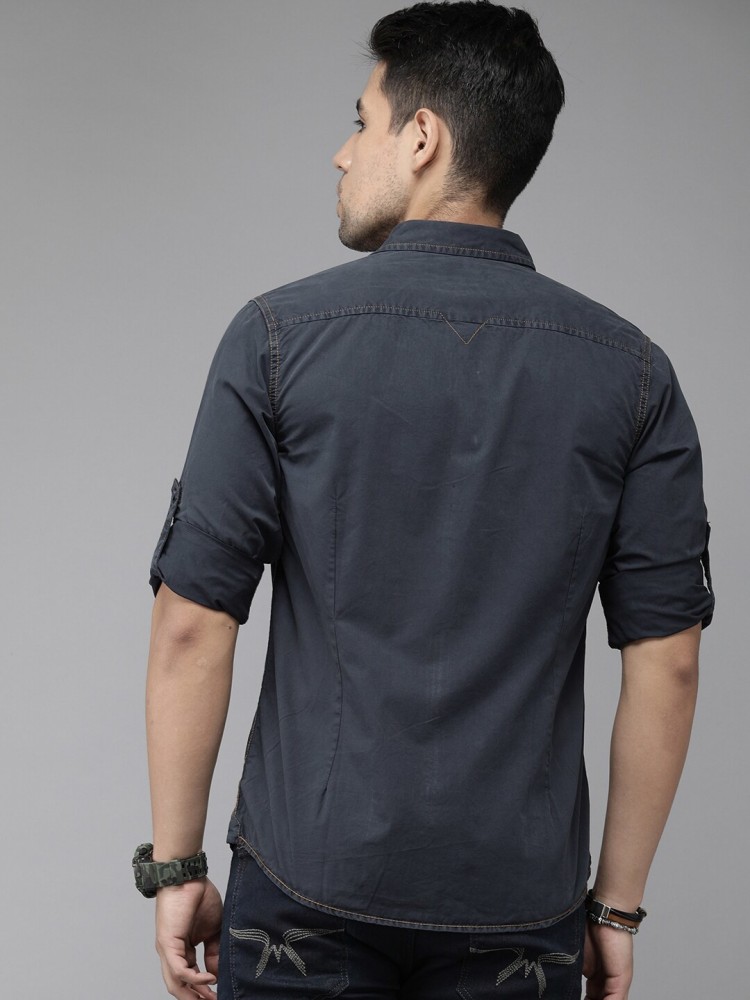 Roadster Men Washed Casual Grey Shirt