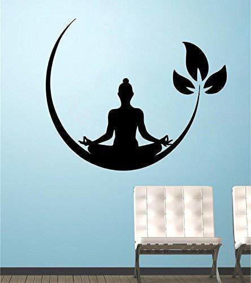 K2A Design 100 cm black decal peaceful lotus of buddha with leaves black  colour wall sticker ( Self Adhesive Sticker Price in India - Buy K2A Design  100 cm black decal peaceful