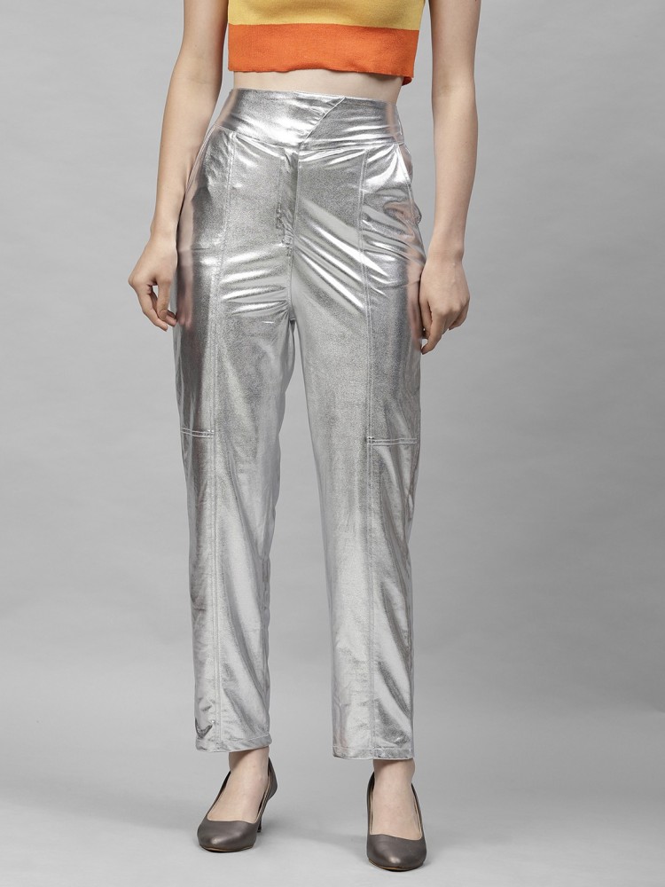 Amy Lynn Lupe Silver Metallic Trousers  Lyst