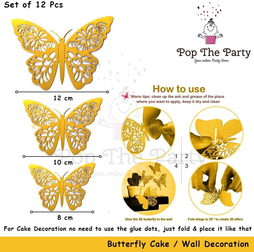 PopTheParty Butterfly Cupcake Toppers Cake Party Cake Decorations