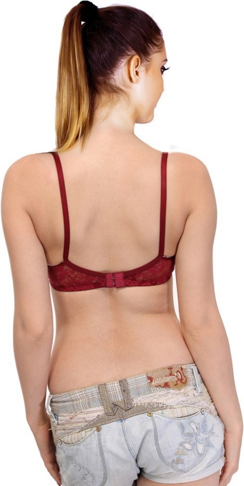 Buy online Maroon Lace Tshirt Bra from lingerie for Women by Prettycat for  ₹379 at 46% off