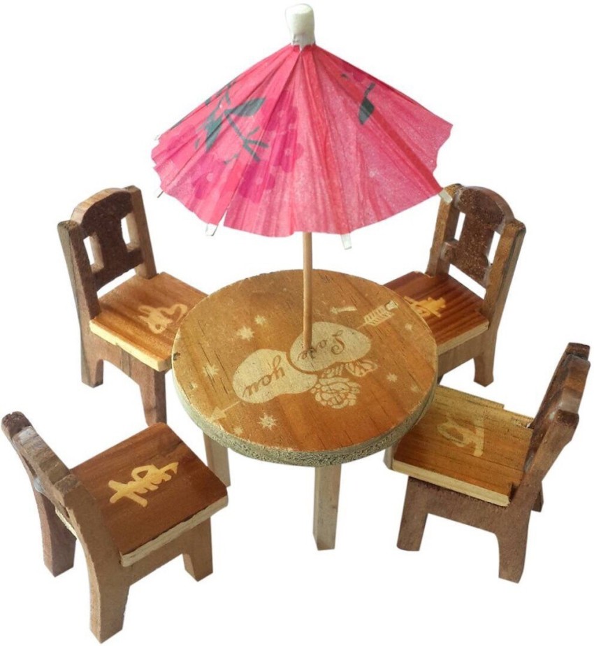 Trinkets & More Cute Wooden Miniature Dinning Table Furniture Doll