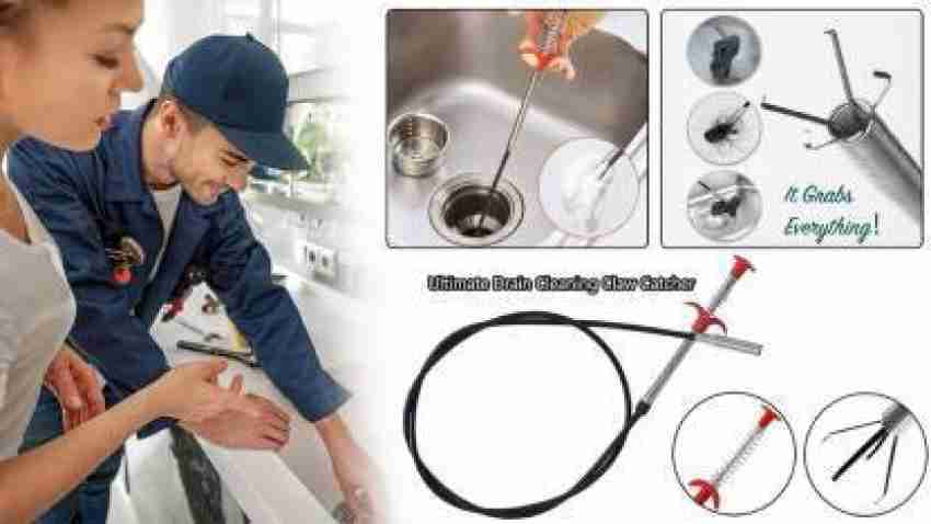 Metal Flexible 90 cm Wire Brush Hand Sink Cleaning Hook Sewer Dredging  Device Snake Drain Cleaner Spring Pipe Dredging Tool Drain Opener Drain  Clog Remover Sink Grabber Claws Opener Tool for Sewer