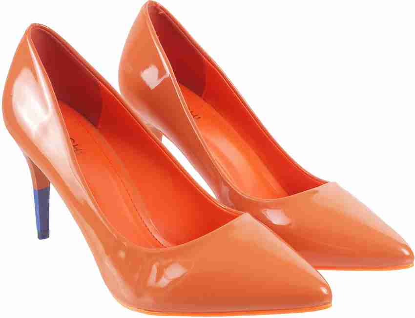 Orange cheap patent heels